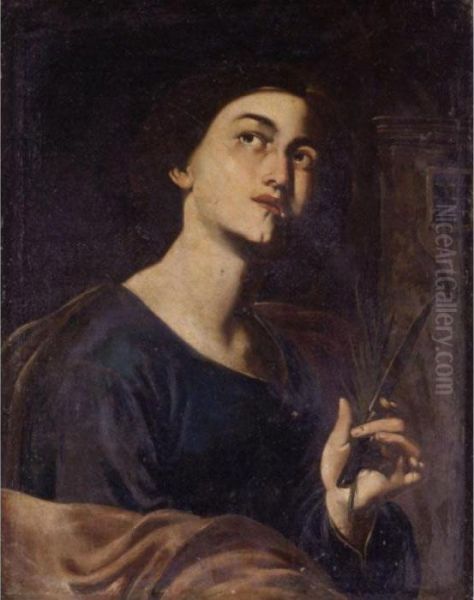 A Female Saint Oil Painting by Bernardo Cavallino