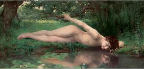 Narcissus Oil Painting by Jules Cyrille Cave