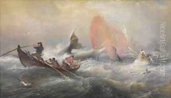 Whalers off Twofold Bay, New South Wales Oil Painting by Oswald Walter Brierly