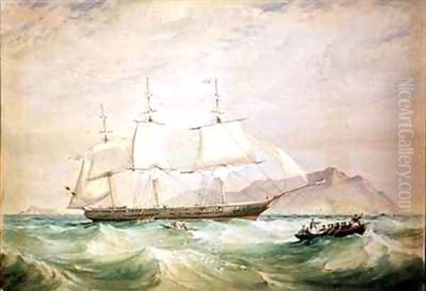 H.M.S. Hornet Oil Painting by Oswald Walter Brierly