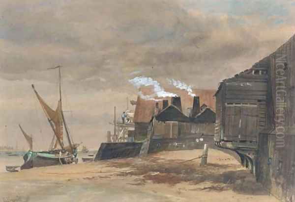 Harwich old harbour, low water Oil Painting by Richard Beavis