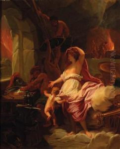 Venus At The Forge Of Vulcan Oil Painting by Pierre-Jacques Cazes