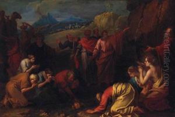 Moses Striking The Rock Oil Painting by Pierre-Jacques Cazes