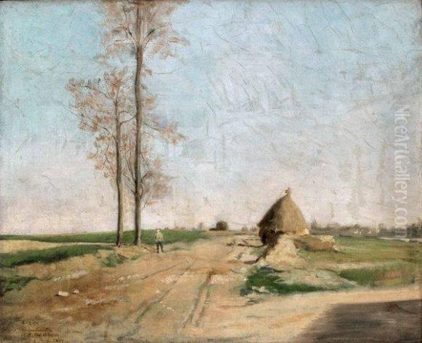 La Croix De La Vallee. Plaine De Wissous Oil Painting by Jean-Charles Cazin