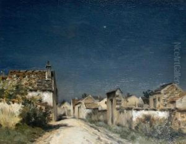 A Village Street In Evening Oil Painting by Jean-Charles Cazin