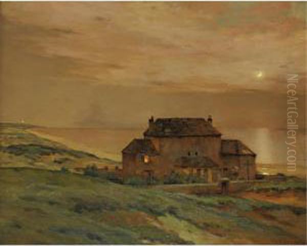 Moonlight By The Sea Oil Painting by Jean-Charles Cazin