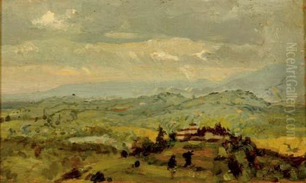 View Of A Country Landscape Oil Painting by Jean-Charles Cazin