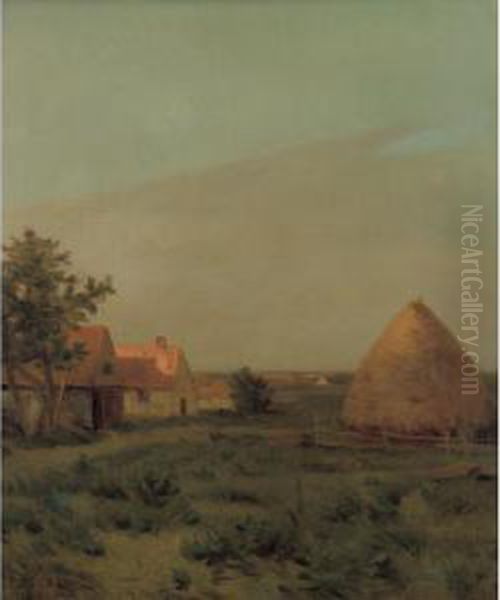 Farmyard At Twilight Oil Painting by Jean-Charles Cazin