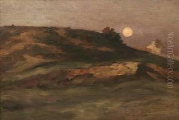 Moon Over Normandy Dunes Oil Painting by Jean-Charles Cazin