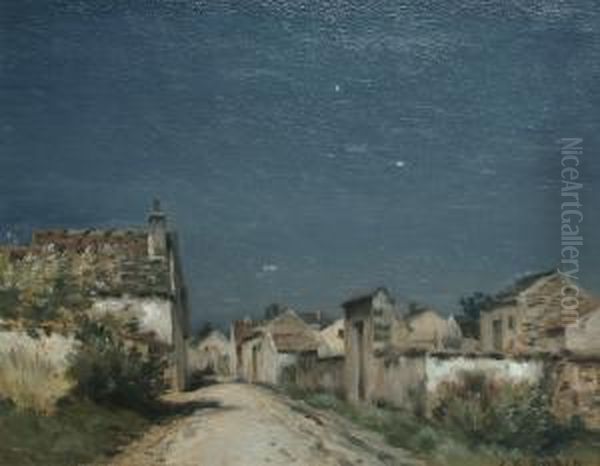 A Village Street In Evening Oil Painting by Jean-Charles Cazin