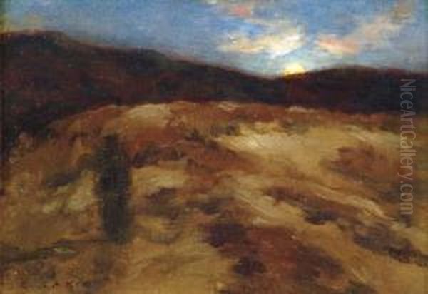 A Moonlit Landscape Oil Painting by Jean-Charles Cazin