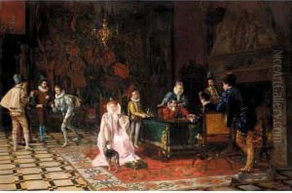 The Chess Game Oil Painting by Jean-Charles Cazin