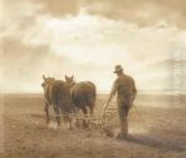 The Ploughman, Windsor Oil Painting by Harold Pierce Cazneaux