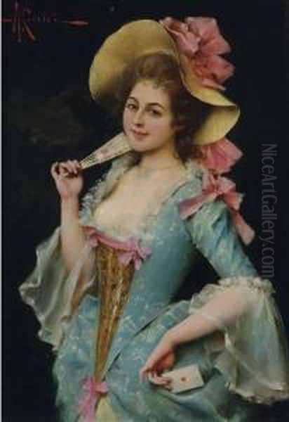 La Coquette Oil Painting by Adriano Cecchi