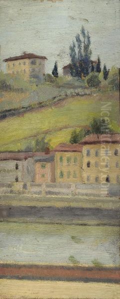 Impressione Sull'arno Oil Painting by Eugenio Cecconi