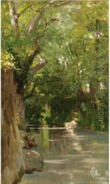 Fiume Alla Sorgente Oil Painting by Eugenio Cecconi