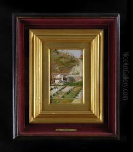 Walled Garden Oil Painting by Eugenio Cecconi