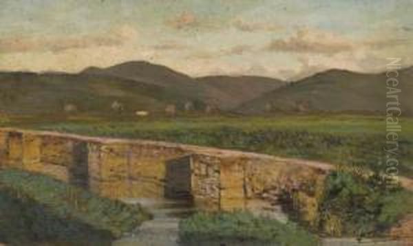 Paesaggio Con Chiusa Oil Painting by Eugenio Cecconi