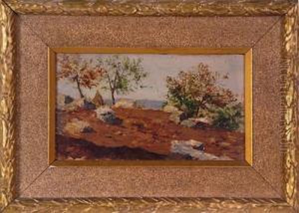 Paesaggio Di Campagna Con Covoni Di Fieno Oil Painting by Eugenio Cecconi