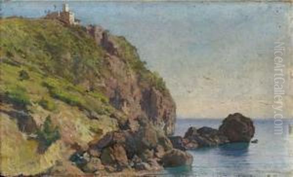 Costa Livornese Oil Painting by Eugenio Cecconi