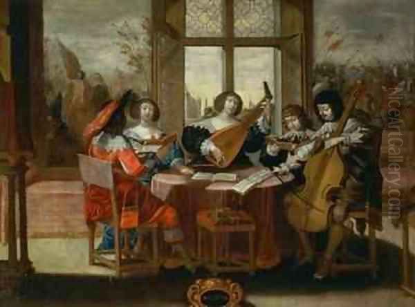 The Five Senses - Hearing Oil Painting by Abraham Bosse