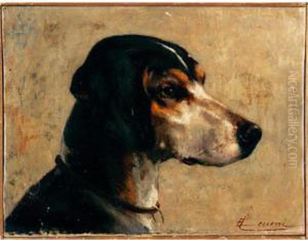 Testa Di Cane Da Caccia Oil Painting by Eugenio Cecconi