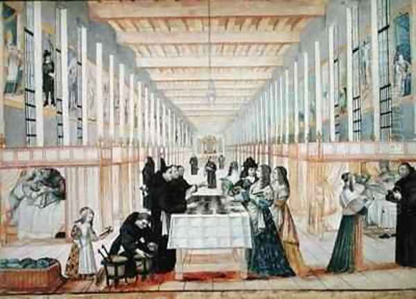 The Infirmary of the Sisters of Charity during a visit of Anne of Austria (1601-66) Oil Painting by Abraham Bosse