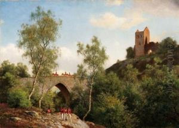 Soldati Al Ponte Oil Painting by Bernardo Celentano