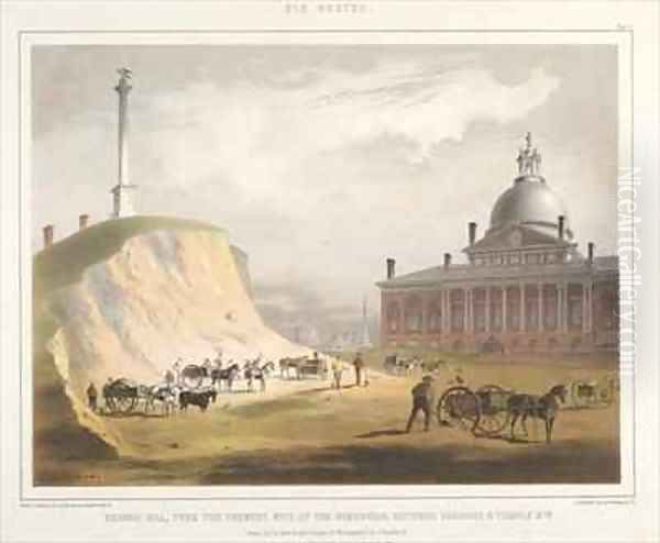 Old Boston Plate V Beacon Hill from the present site of the Reservoir Oil Painting by Bufford, John Henry