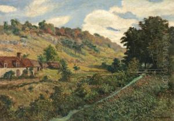 Vallon A L'oree De La Foret Oil Painting by Charles Ferdinand Ceramano