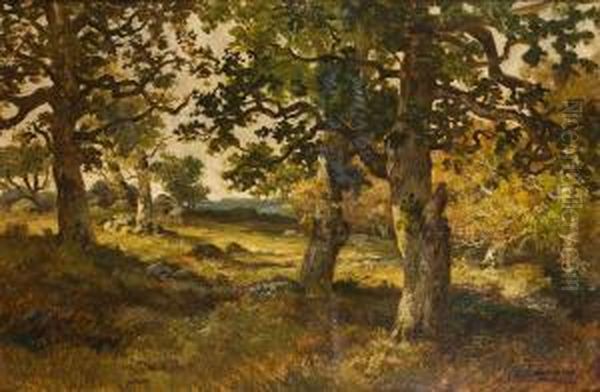 Foret De Fontainebleau Oil Painting by Charles Ferdinand Ceramano