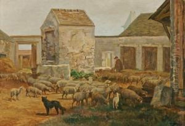 La Bergerie Oil Painting by Charles Ferdinand Ceramano