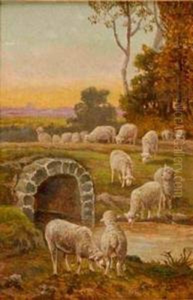 Le Pont De Pierre Oil Painting by Charles Ferdinand Ceramano