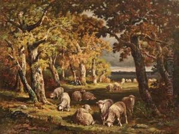 < A L'oreede La Foret De Oil Painting by Charles Ferdinand Ceramano