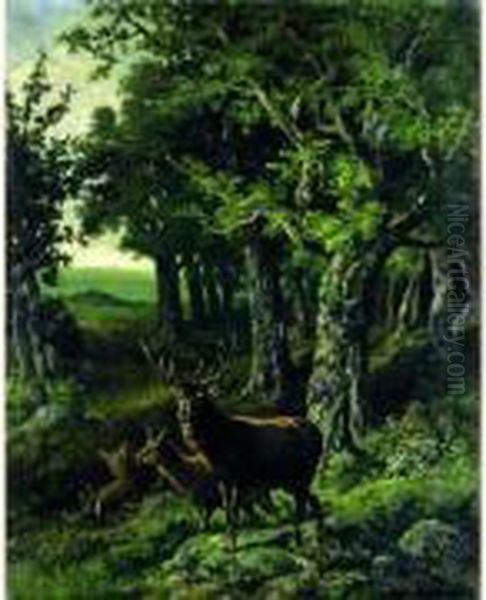 Le Cerf Oil Painting by Charles Ferdinand Ceramano