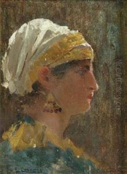 Profilo
Femminile Oil Painting by Ettore Cercone