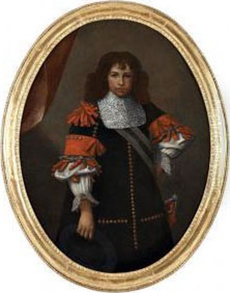 Retrato De Cavalheiro A Tres Quartos, Com Casaco Preto E Vermelho Com Rendas Oil Painting by Carlo Ceresa