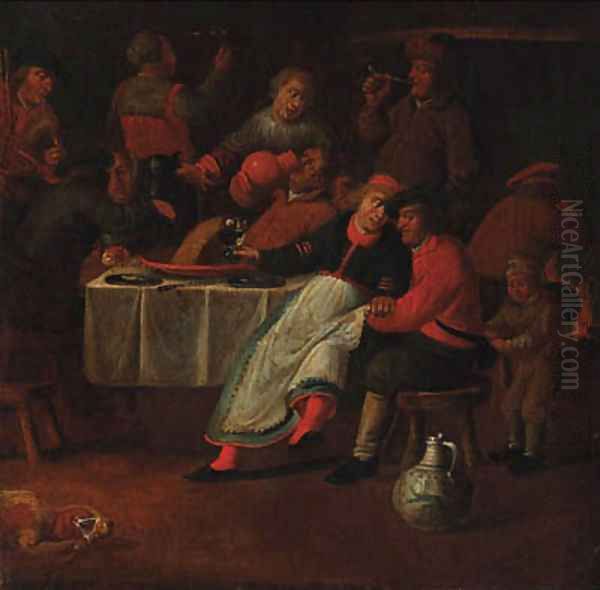 Peasants merrymaking in an inn Oil Painting by Pieter de Bloot