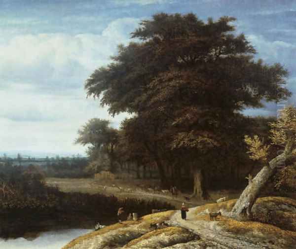 A wooded landscape Oil Painting by Anthonie Van Borssom