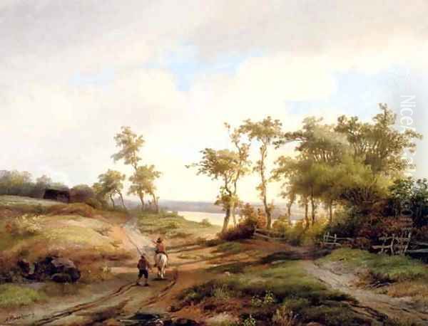 Figures in a summer landscape Oil Painting by Anton Braakman