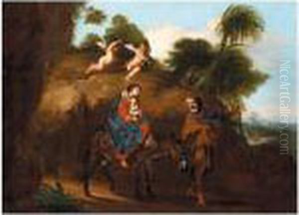 The Flight Into Egypt Oil Painting by Michelangelo Cerqouzzi