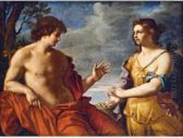 Apollo And The Cumaean Sibyl Oil Painting by Giovanni Domenico Cerrini