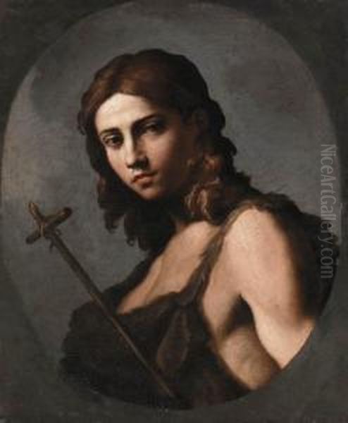 Saint John The Baptist, Feigned Oval Oil Painting by Giovanni Domenico Cerrini