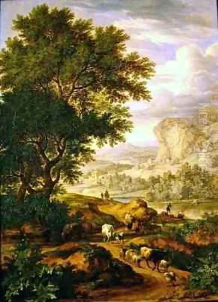 Landscape with livestock Oil Painting by Boudewyns