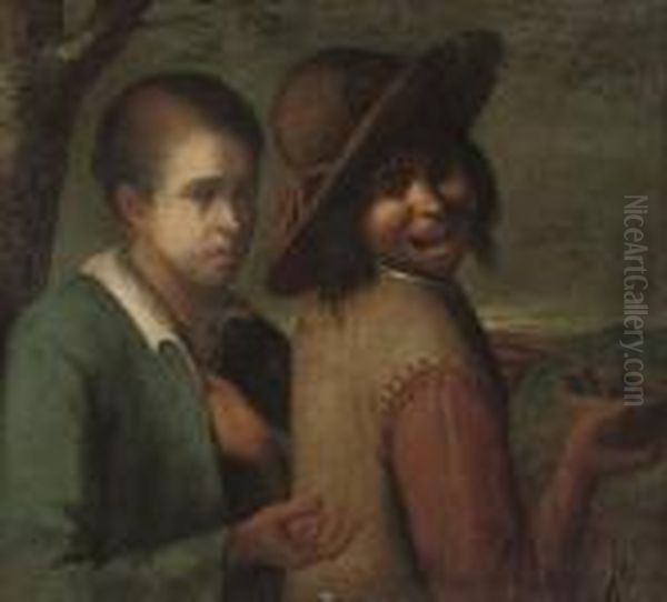 Two Boys With A Birds' Nest Oil Painting by Giacomo Ceruti (Il Pitocchetto)