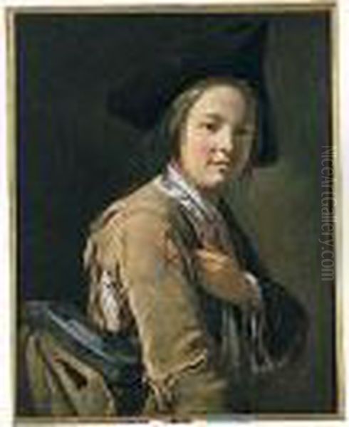 Portrait Of A Young Man, Three-quarter Length, Wearing A Tricorn Hat Oil Painting by Giacomo Ceruti (Il Pitocchetto)