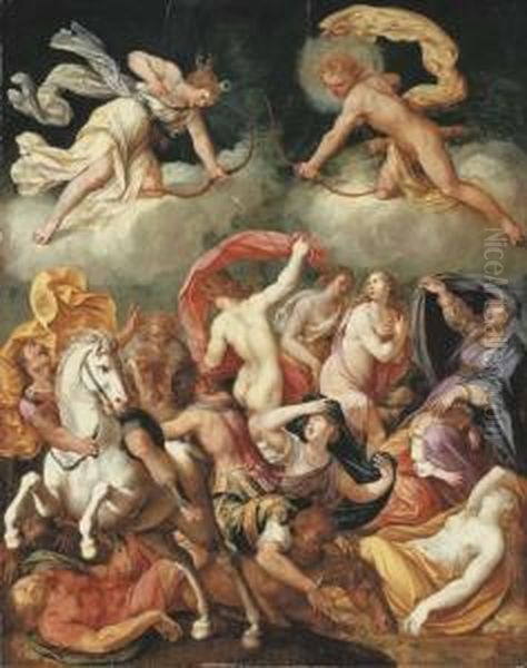 The Destruction Of The Children Of Niobe Oil Painting by Bernardino Cesari