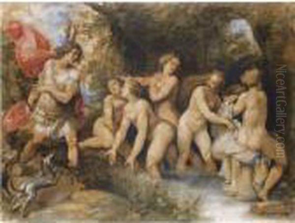 Diana And Actaeon Oil Painting by Giuseppe Cesari