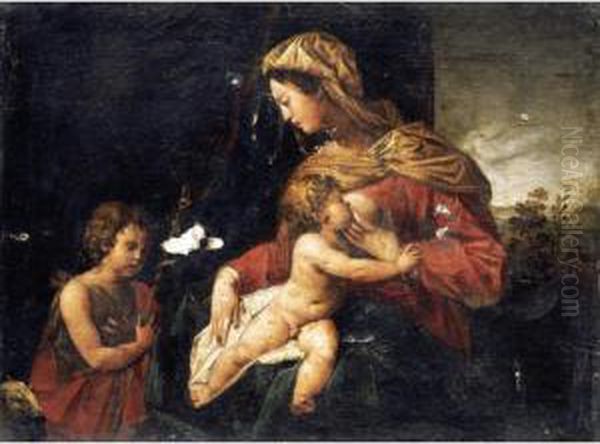 The Madonna And Child With The Infant Saint John The Baptist Oil Painting by Giuseppe Cesari