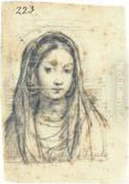 The Madonna, Bust-length Oil Painting by Giuseppe Cesari